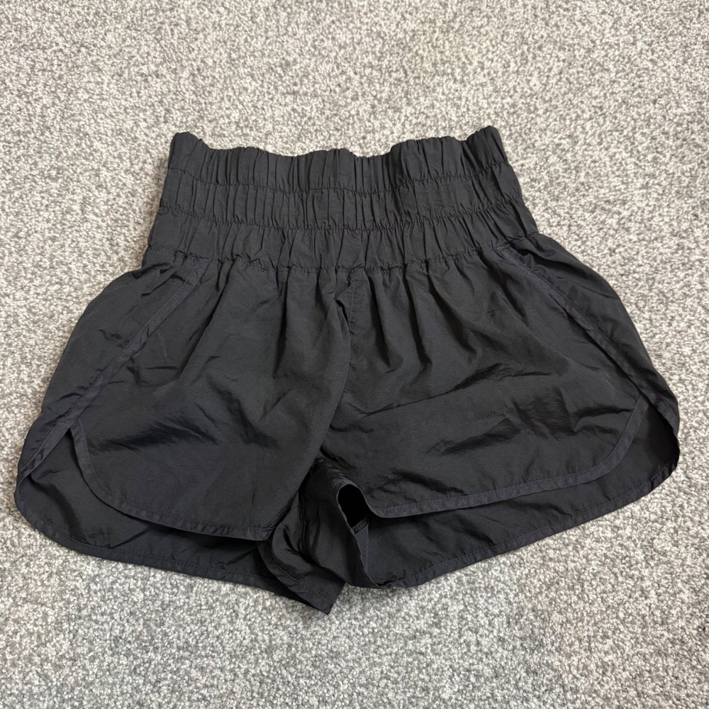 FP Movement The Way Home Shorts Black High Rise Smocked Waist OB1015422 womens M
